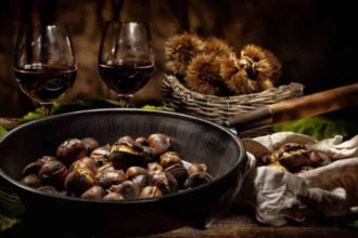 roasted chestnuts and red wine, autumn flavors of Tuscany